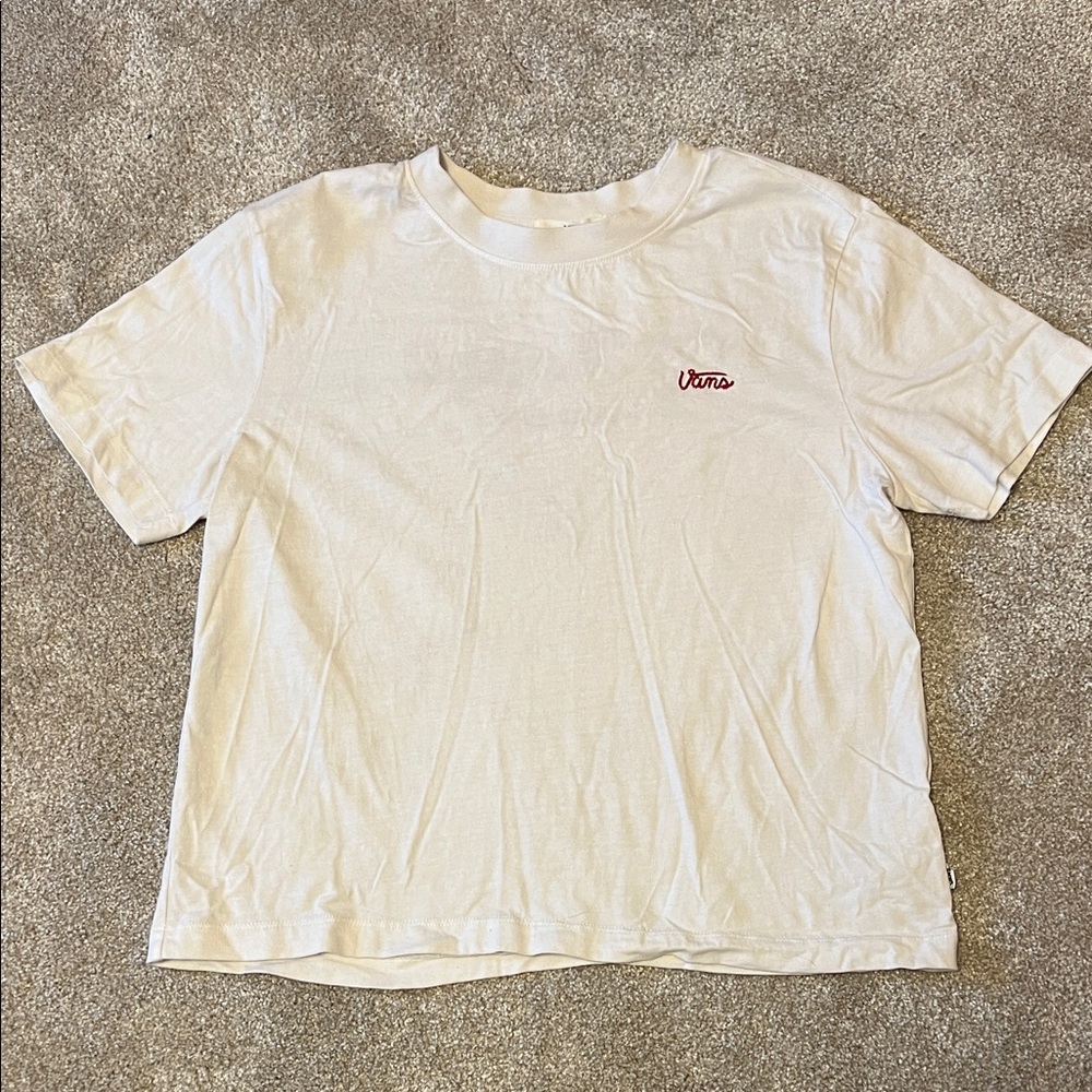 Vans White Tee with Red Embroidery on Front and Back